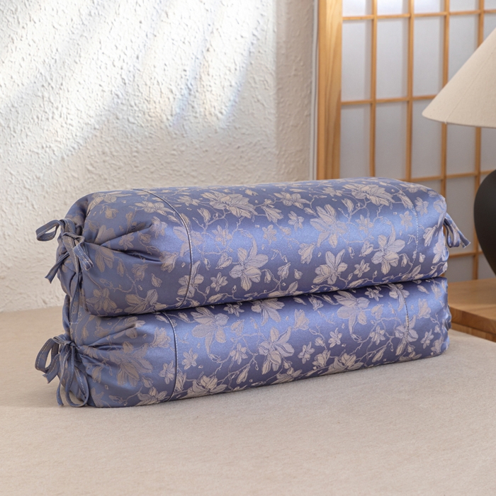 织布人 2025新款荞麦枕贡缎提花可调节高度糖果枕头颈椎专用枕腰靠枕芯 贡缎提花可调节糖果枕-紫色 56x28cm/只