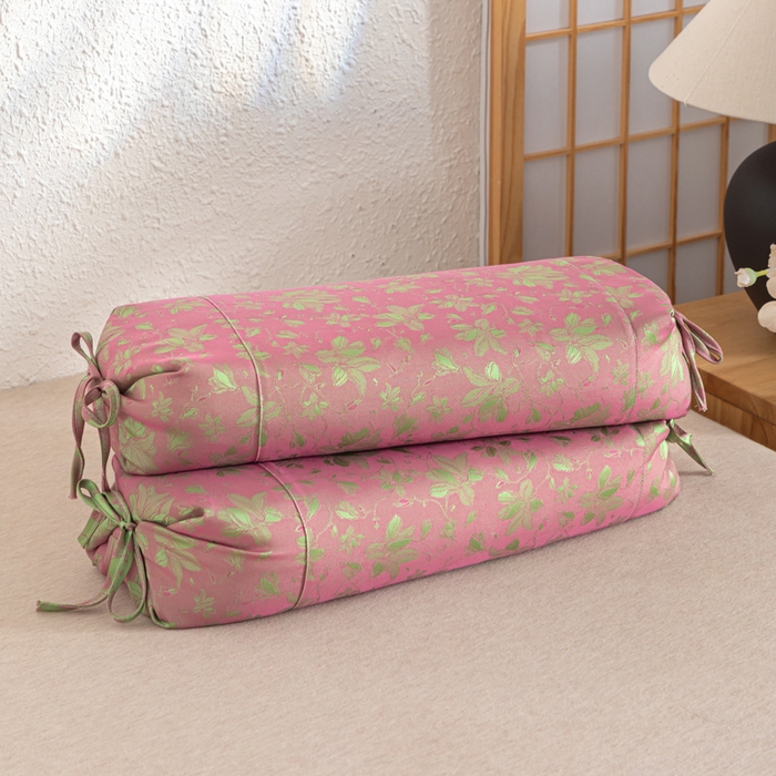 91家纺网 家纺一手货源 找家纺 织布人 2025新款荞麦枕贡缎提花可调节高度糖果枕头颈椎专用枕腰靠枕芯 贡缎提花可调节糖果枕-粉色 56x28cm/只