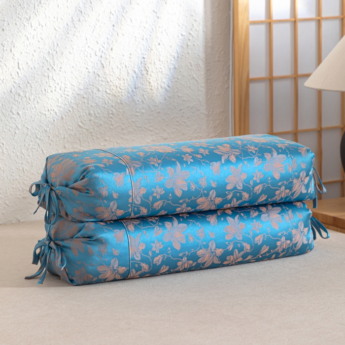 91家纺网 家纺一手货源 找家纺 （总）织布人 2025新款荞麦枕贡缎提花可调节高度糖果枕头颈椎专用枕腰靠枕芯