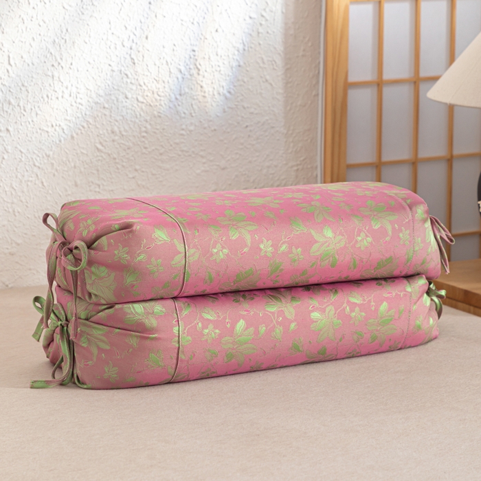 91家纺网 家纺一手货源 找家纺 （总）织布人 2025新款荞麦枕贡缎提花可调节高度糖果枕头颈椎专用枕腰靠枕芯