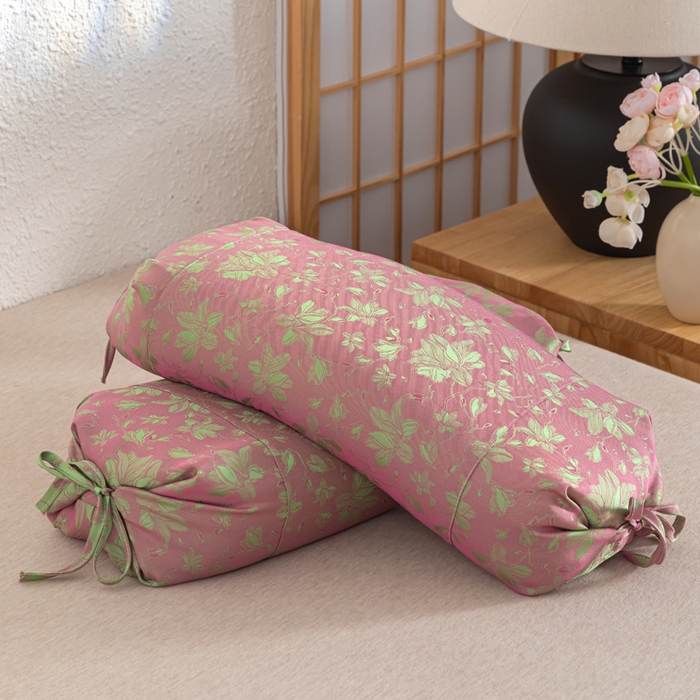 91家纺网 家纺一手货源 找家纺 织布人 2025新款荞麦枕贡缎提花可调节高度糖果枕头颈椎专用枕腰靠枕芯 贡缎提花可调节糖果枕-粉色 56x28cm/只