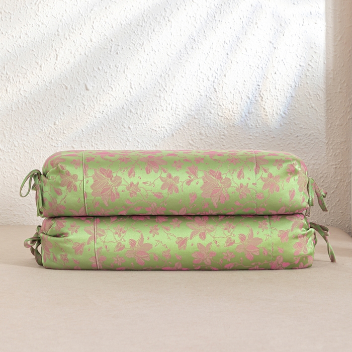 91家纺网 家纺一手货源 找家纺 织布人 2025新款荞麦枕贡缎提花可调节高度糖果枕头颈椎专用枕腰靠枕芯 贡缎提花可调节糖果枕-绿色 56x28cm/只