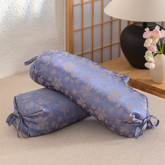 91家纺网 家纺一手货源 找家纺 织布人 2025新款荞麦枕贡缎提花可调节高度糖果枕头颈椎专用枕腰靠枕芯 贡缎提花可调节糖果枕-紫色 56x28cm/只