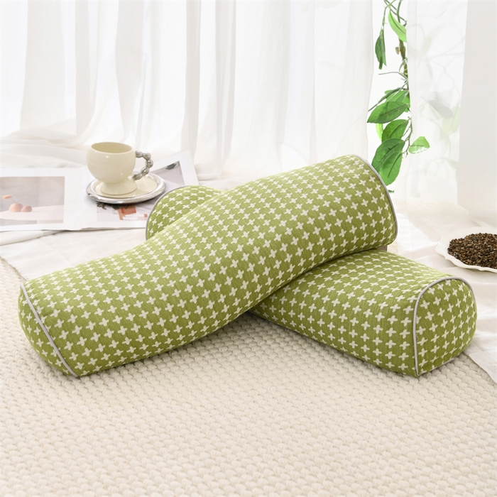 91家纺网 家纺一手货源 找家纺 织布人 2025新款荞麦枕全棉斜纹颈椎长枕头全荞麦壳颈椎养护硬枕头枕芯 纯棉斜纹颈椎长枕-绿色 48x15cm/只