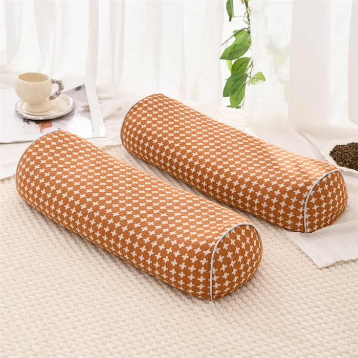 织布人 2025新款荞麦枕全棉斜纹颈椎长枕头全荞麦壳颈椎养护硬枕头枕芯 纯棉斜纹颈椎长枕-桔色 48x15cm/只