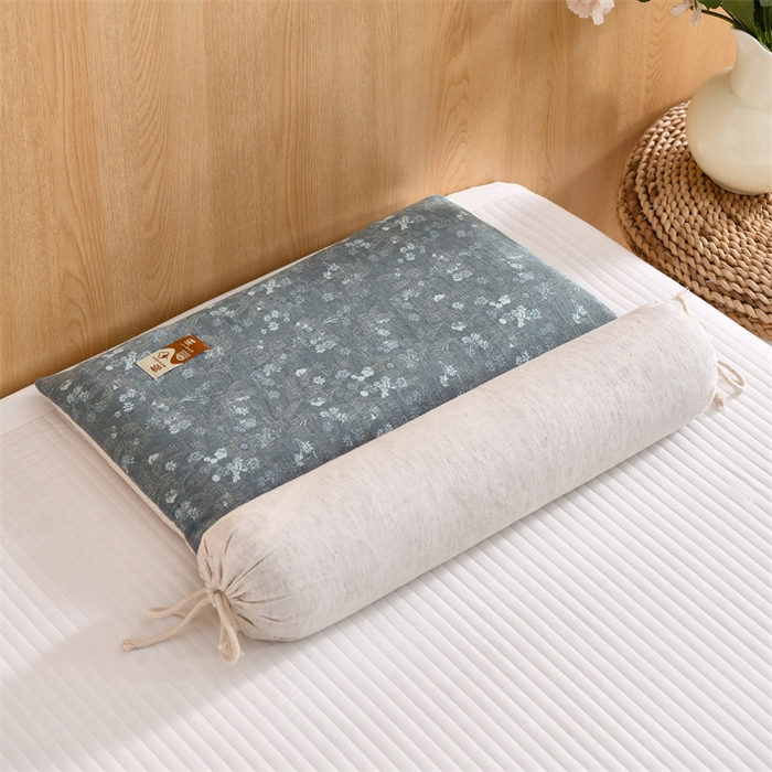 91家纺网 家纺一手货源 找家纺 织布人 2025新款荞麦枕棉麻复古风水墨画圆柱组合枕颈椎拉伸可调节硬枕芯 棉麻水墨画圆柱组合枕-烟雨江南 组合枕-圆柱：48x10cm/只 方枕：48x28cm/只