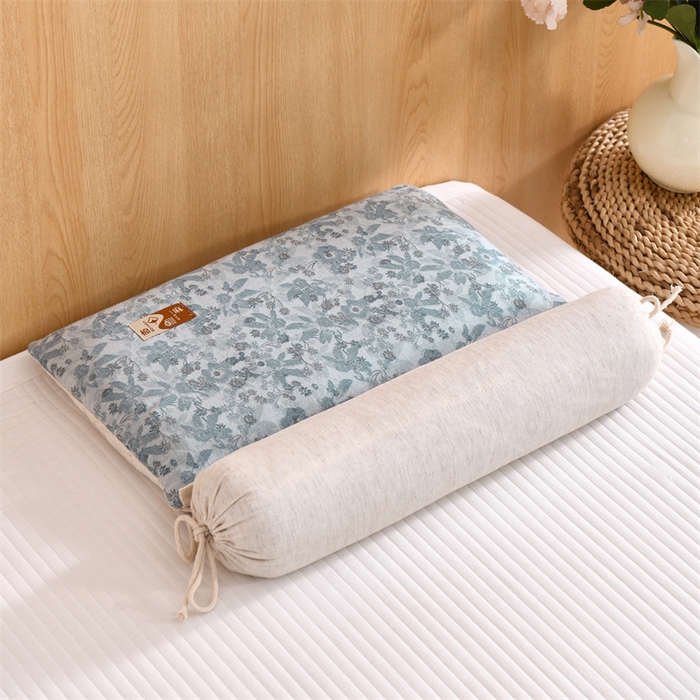 91家纺网 家纺一手货源 找家纺 织布人 2025新款荞麦枕棉麻复古风水墨画圆柱组合枕颈椎拉伸可调节硬枕芯 棉麻水墨画圆柱组合枕-叶韵 组合枕-圆柱：48x10cm/只 方枕：48x28cm/只