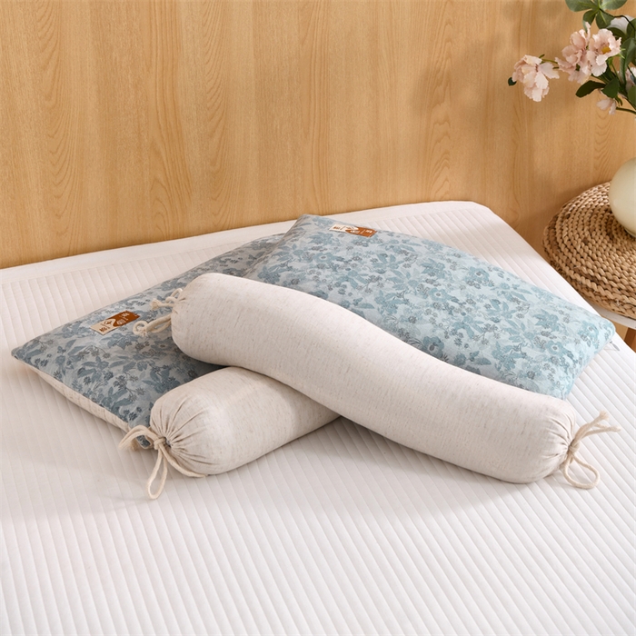 91家纺网 家纺一手货源 找家纺 织布人 2025新款荞麦枕棉麻复古风水墨画圆柱组合枕颈椎拉伸可调节硬枕芯 棉麻水墨画圆柱组合枕-叶韵 组合枕-圆柱：48x10cm/只 方枕：48x28cm/只