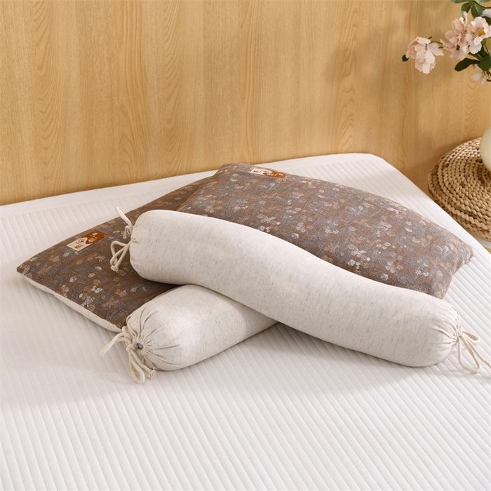 91家纺网 家纺一手货源 找家纺 织布人 2025新款荞麦枕棉麻复古风水墨画圆柱组合枕颈椎拉伸可调节硬枕芯 棉麻水墨画圆柱组合枕-梵朴 组合枕-圆柱：48x10cm/只 方枕：48x28cm/只