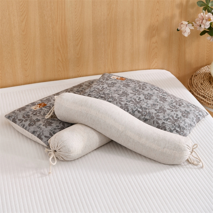 91家纺网 家纺一手货源 找家纺 织布人 2025新款荞麦枕棉麻复古风水墨画圆柱组合枕颈椎拉伸可调节硬枕芯 棉麻水墨画圆柱组合枕-竹语风吟灰 组合枕-圆柱：48x10cm/只 方枕：48x28cm/只