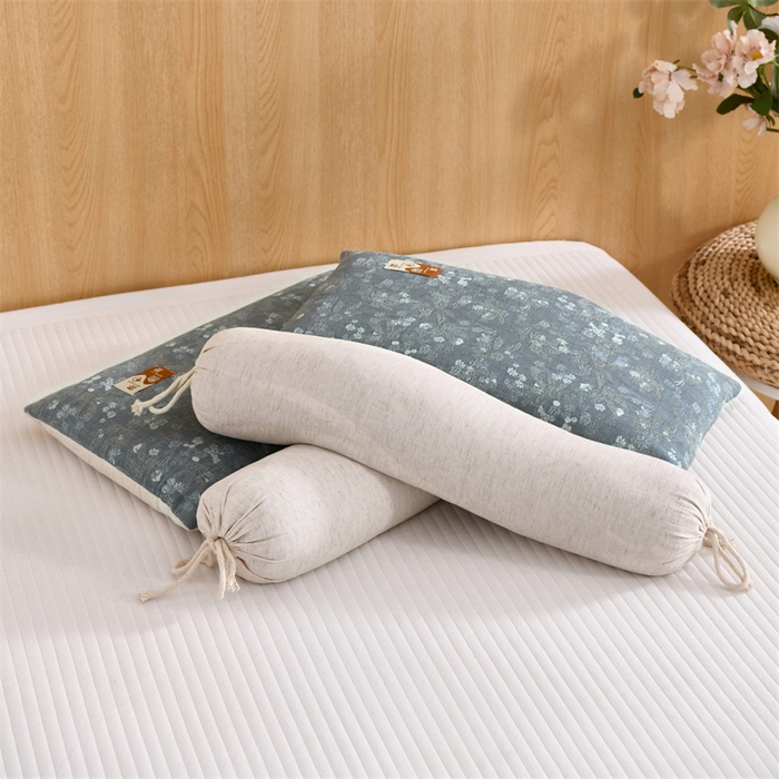 91家纺网 家纺一手货源 找家纺 织布人 2025新款荞麦枕棉麻复古风水墨画圆柱组合枕颈椎拉伸可调节硬枕芯 棉麻水墨画圆柱组合枕-烟雨江南 组合枕-圆柱：48x10cm/只 方枕：48x28cm/只