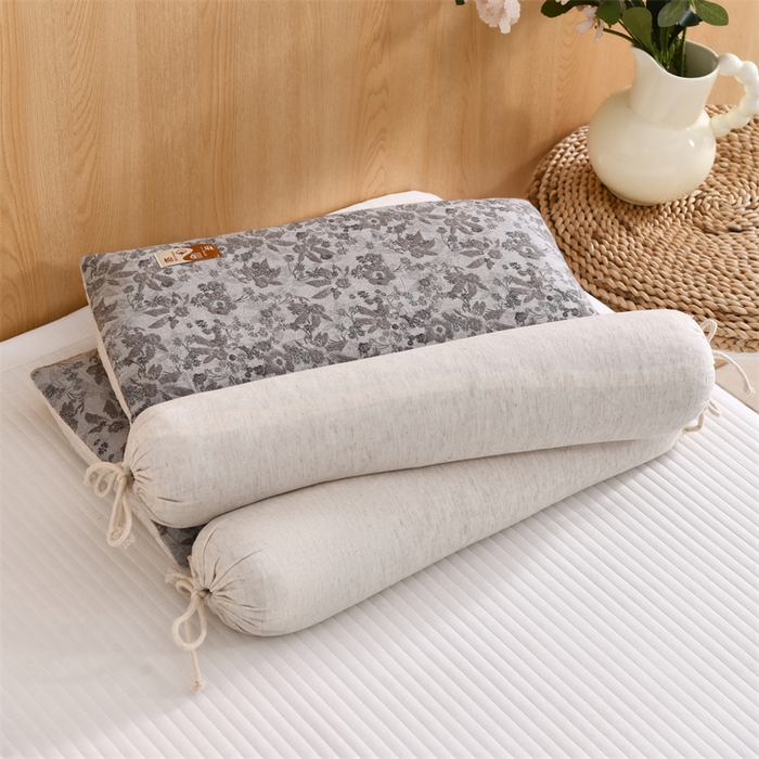 91家纺网 家纺一手货源 找家纺 织布人 2025新款荞麦枕棉麻复古风水墨画圆柱组合枕颈椎拉伸可调节硬枕芯 棉麻水墨画圆柱组合枕-竹语风吟灰 组合枕-圆柱：48x10cm/只 方枕：48x28cm/只