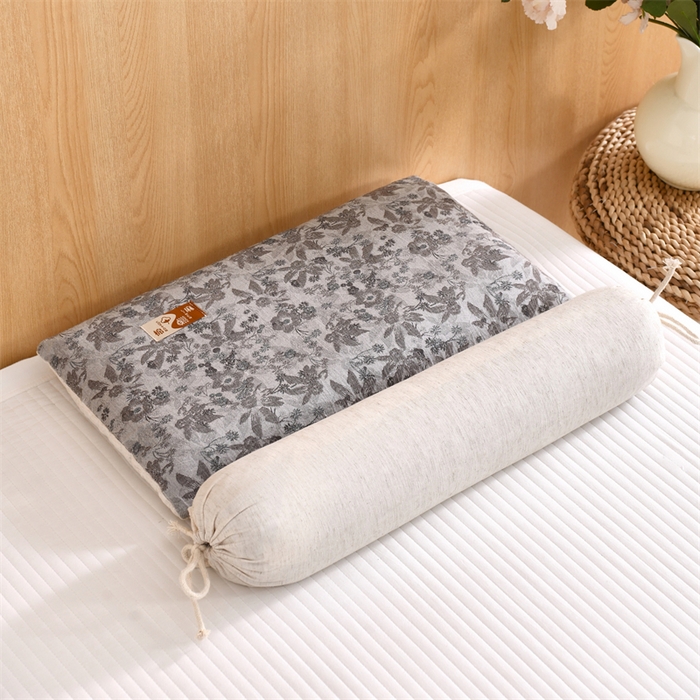 91家纺网 家纺一手货源 找家纺 织布人 2025新款荞麦枕棉麻复古风水墨画圆柱组合枕颈椎拉伸可调节硬枕芯 棉麻水墨画圆柱组合枕-竹语风吟灰 组合枕-圆柱：48x10cm/只 方枕：48x28cm/只