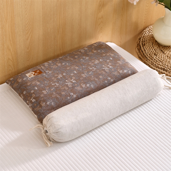 91家纺网 家纺一手货源 找家纺 织布人 2025新款荞麦枕棉麻复古风水墨画圆柱组合枕颈椎拉伸可调节硬枕芯 棉麻水墨画圆柱组合枕-梵朴 组合枕-圆柱：48x10cm/只 方枕：48x28cm/只