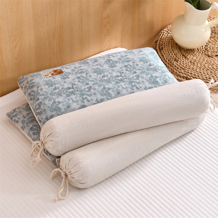 91家纺网 家纺一手货源 找家纺 织布人 2025新款荞麦枕棉麻复古风水墨画圆柱组合枕颈椎拉伸可调节硬枕芯 棉麻水墨画圆柱组合枕-叶韵 组合枕-圆柱：48x10cm/只 方枕：48x28cm/只