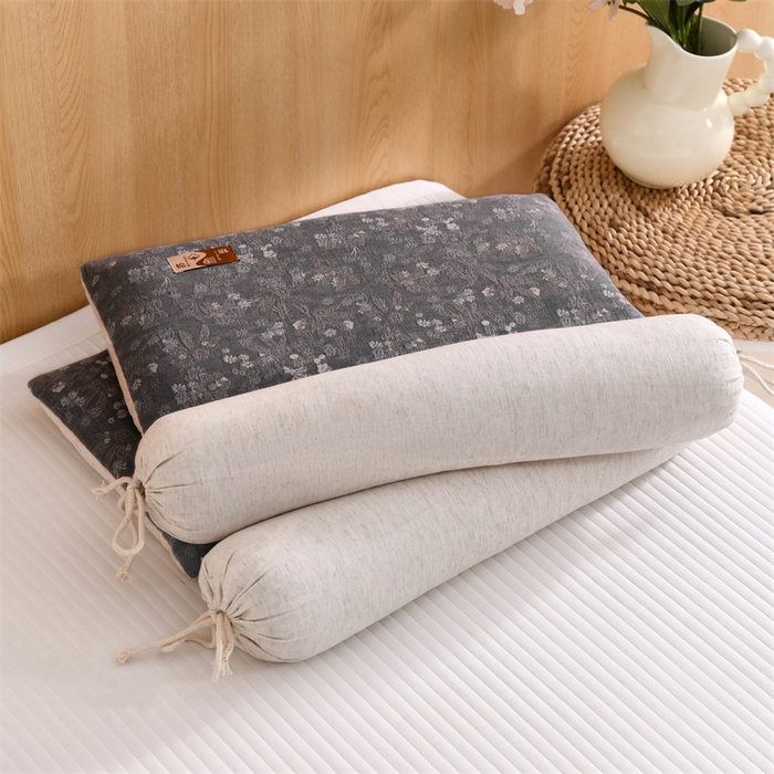 91家纺网 家纺一手货源 找家纺 织布人 2025新款荞麦枕棉麻复古风水墨画圆柱组合枕颈椎拉伸可调节硬枕芯 棉麻水墨画圆柱组合枕-水墨江南 组合枕-圆柱：48x10cm/只 方枕：48x28cm/只