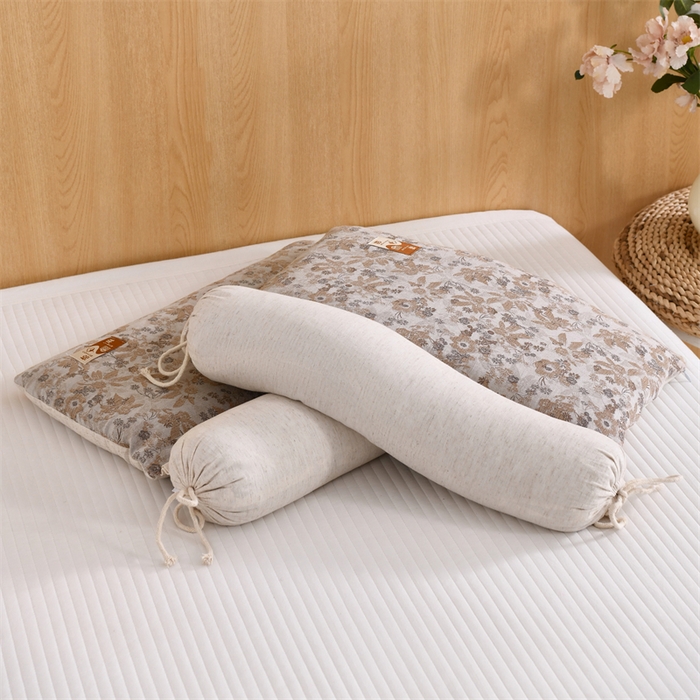 91家纺网 家纺一手货源 找家纺 织布人 2025新款荞麦枕棉麻复古风水墨画圆柱组合枕颈椎拉伸可调节硬枕芯 棉麻水墨画圆柱组合枕-竹语风吟咖 组合枕-圆柱：48x10cm/只 方枕：48x28cm/只