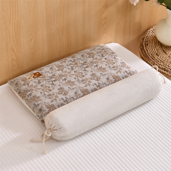 91家纺网 家纺一手货源 找家纺 织布人 2025新款荞麦枕棉麻复古风水墨画圆柱组合枕颈椎拉伸可调节硬枕芯 棉麻水墨画圆柱组合枕-竹语风吟咖 组合枕-圆柱：48x10cm/只 方枕：48x28cm/只