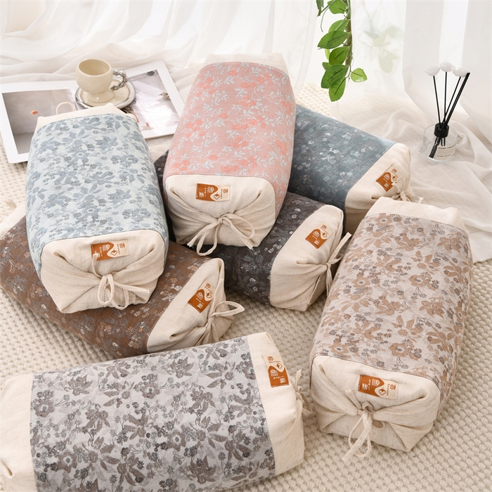 91家纺网 家纺一手货源 找家纺 （总）织布人 2025新款荞麦枕棉麻水墨画可调节高度颈椎枕头成人专用硬高枕芯