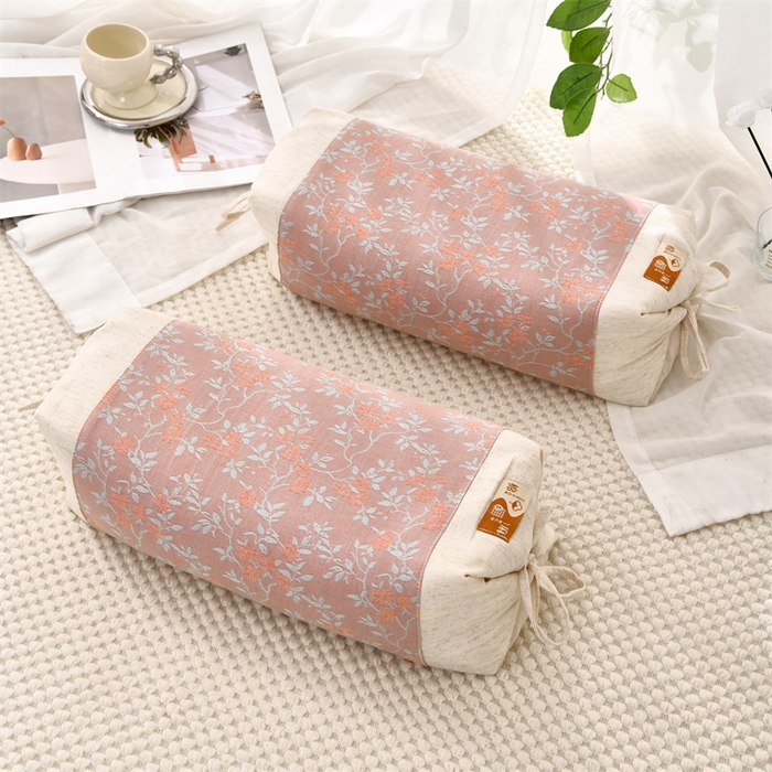 91家纺网 家纺一手货源 找家纺 织布人 2025新款荞麦枕棉麻水墨画可调节高度颈椎枕头成人专用硬高枕芯 棉麻水墨画可调节枕-花韵粉 58x30CM/只