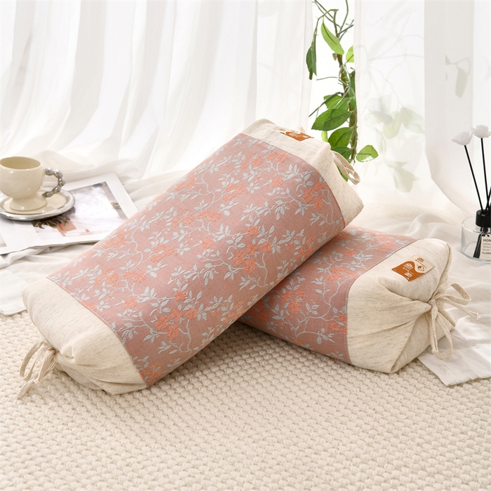 91家纺网 家纺一手货源 找家纺 织布人 2025新款荞麦枕棉麻水墨画可调节高度颈椎枕头成人专用硬高枕芯 棉麻水墨画可调节枕-花韵粉 58x30CM/只