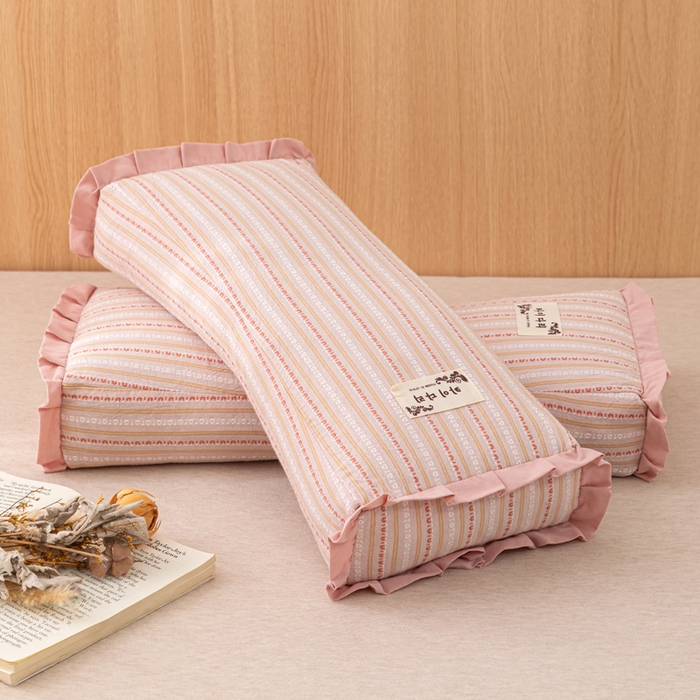 91家纺网 家纺一手货源 找家纺 （总）织布人 2025新款荞麦枕全棉条纹花边护颈全荞麦壳枕头成人家用助眠硬枕芯