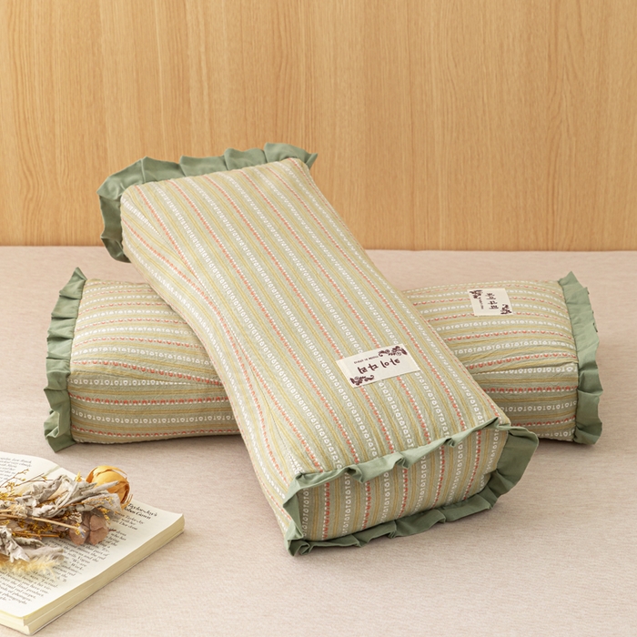 91家纺网 家纺一手货源 找家纺 （总）织布人 2025新款荞麦枕全棉条纹花边护颈全荞麦壳枕头成人家用助眠硬枕芯