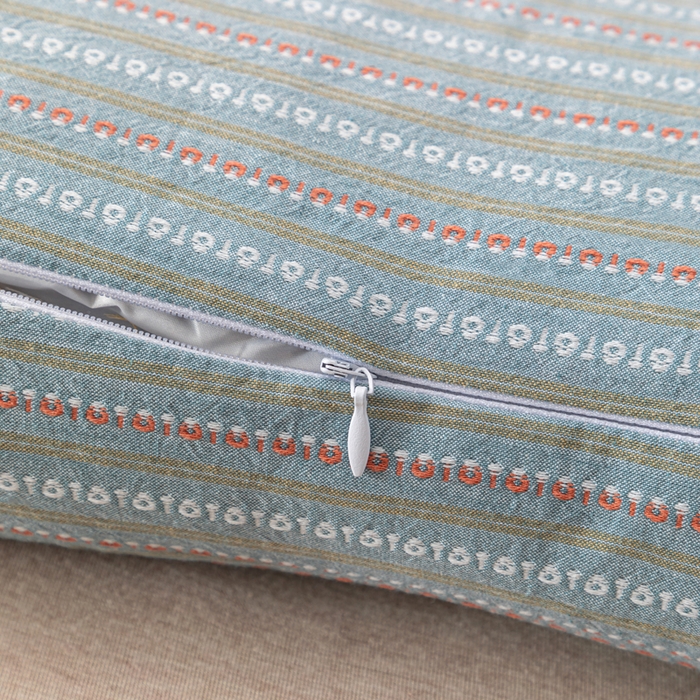 91家纺网 家纺一手货源 找家纺 织布人 2025新款荞麦枕全棉条纹花边护颈全荞麦壳枕头成人家用助眠硬枕芯 全棉条纹花边护颈枕-蓝灰 50x20cm/只