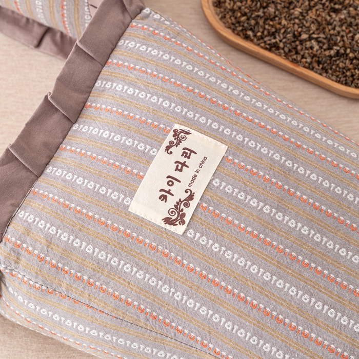 91家纺网 家纺一手货源 找家纺 织布人 2025新款荞麦枕全棉条纹花边护颈全荞麦壳枕头成人家用助眠硬枕芯 全棉条纹花边护颈枕-咖色 50x20cm/只