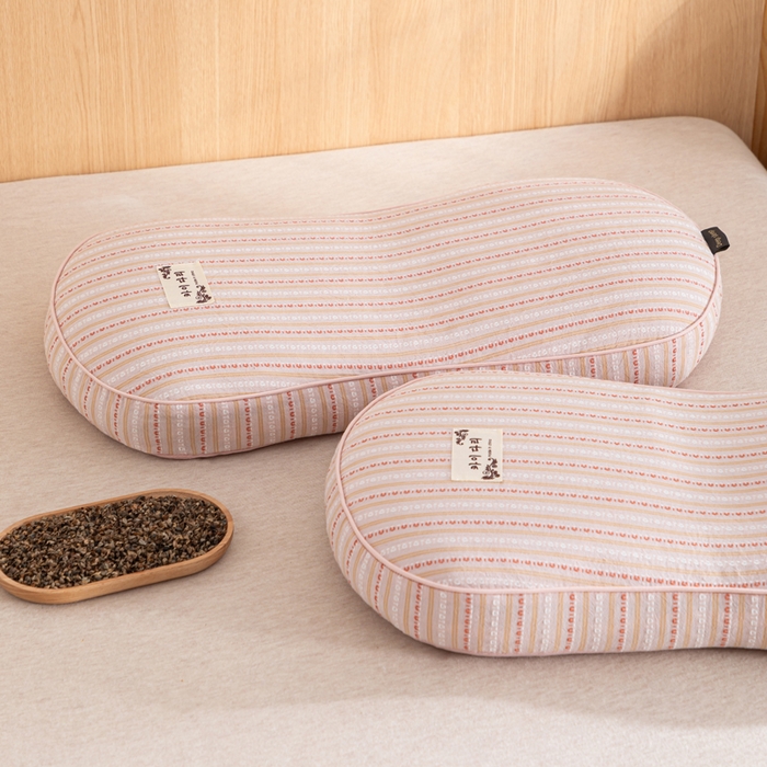 91家纺网 家纺一手货源 找家纺 织布人 2025新款荞麦枕全棉条纹面包立体荞麦护颈椎助眠枕头牵引硬枕芯 全棉条纹面包荞麦枕-粉色 52x32cm/只