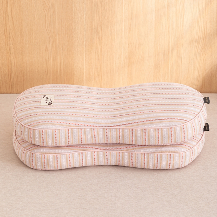 91家纺网 家纺一手货源 找家纺 织布人 2025新款荞麦枕全棉条纹面包立体荞麦护颈椎助眠枕头牵引硬枕芯 全棉条纹面包荞麦枕-粉色 52x32cm/只