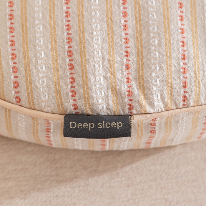 91家纺网 家纺一手货源 找家纺 织布人 2025新款荞麦枕全棉条纹面包立体荞麦护颈椎助眠枕头牵引硬枕芯 全棉条纹面包荞麦枕-浅黄 52x32cm/只