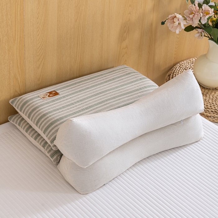 91家纺网 家纺一手货源 找家纺 织布人 2025新款荞麦枕棉麻韩式无印风元宝枕头全荞麦颈椎高枕硬枕芯 日式三角组合枕-绿条纹 组合枕-方枕：48x28cm/只 三角枕：48x16cm/只