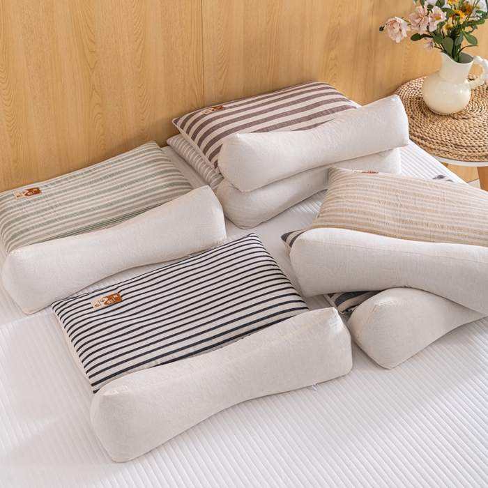 91家纺网 家纺一手货源 找家纺 （总）织布人 2025新款荞麦枕棉麻韩式无印风元宝枕头全荞麦颈椎高枕硬枕芯