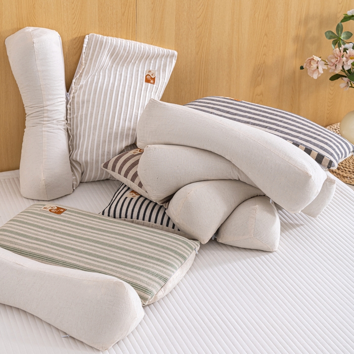 91家纺网 家纺一手货源 找家纺 （总）织布人 2025新款荞麦枕棉麻韩式无印风元宝枕头全荞麦颈椎高枕硬枕芯