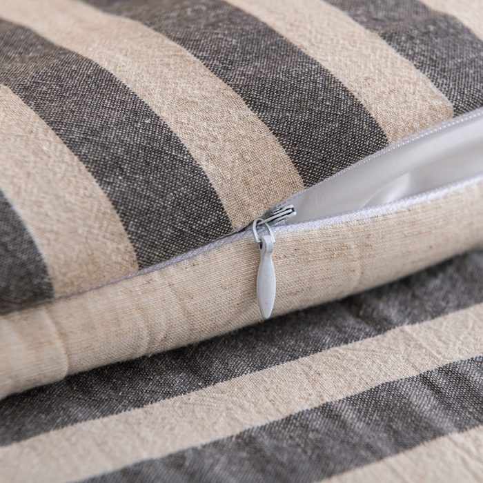 91家纺网 家纺一手货源 找家纺 织布人 2025新款荞麦枕棉麻韩式无印风元宝枕头全荞麦颈椎高枕硬枕芯 日式三角组合枕-黑白条纹 组合枕-方枕：48x28cm/只 三角枕：48x16cm/只