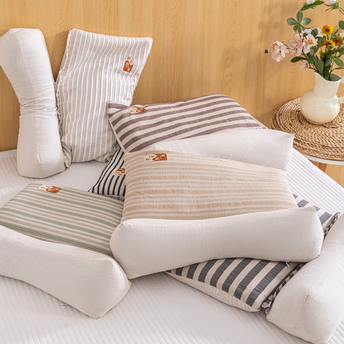 91家纺网 家纺一手货源 找家纺 （总）织布人 2025新款荞麦枕棉麻韩式无印风元宝枕头全荞麦颈椎高枕硬枕芯