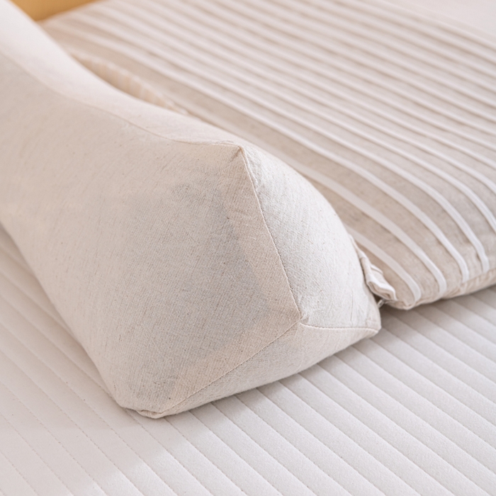 91家纺网 家纺一手货源 找家纺 织布人 2025新款荞麦枕棉麻韩式无印风元宝枕头全荞麦颈椎高枕硬枕芯 日式三角组合枕-灰白条纹 组合枕-方枕：48x28cm/只 三角枕：48x16cm/只