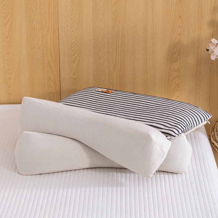 91家纺网 家纺一手货源 找家纺 织布人 2025新款荞麦枕棉麻韩式无印风元宝枕头全荞麦颈椎高枕硬枕芯 日式三角组合枕-细黑条纹 组合枕-方枕：48x28cm/只 三角枕：48x16cm/只