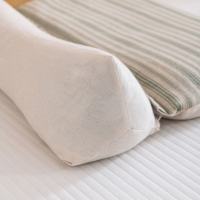 91家纺网 家纺一手货源 找家纺 织布人 2025新款荞麦枕棉麻韩式无印风元宝枕头全荞麦颈椎高枕硬枕芯 日式三角组合枕-绿条纹 组合枕-方枕：48x28cm/只 三角枕：48x16cm/只
