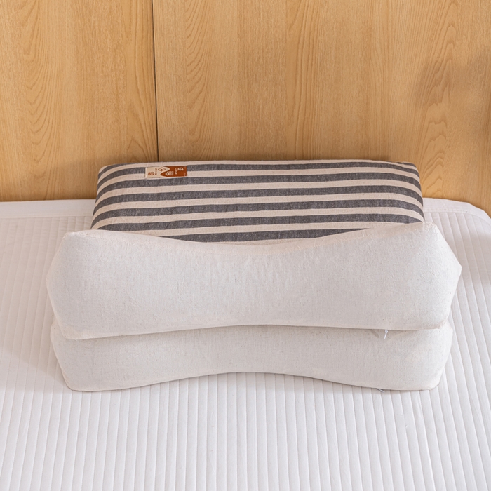 91家纺网 家纺一手货源 找家纺 织布人 2025新款荞麦枕棉麻韩式无印风元宝枕头全荞麦颈椎高枕硬枕芯 日式三角组合枕-黑白条纹 组合枕-方枕：48x28cm/只 三角枕：48x16cm/只