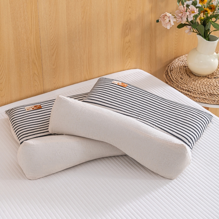 91家纺网 家纺一手货源 找家纺 织布人 2025新款荞麦枕棉麻韩式无印风元宝枕头全荞麦颈椎高枕硬枕芯 日式三角组合枕-细黑条纹 组合枕-方枕：48x28cm/只 三角枕：48x16cm/只