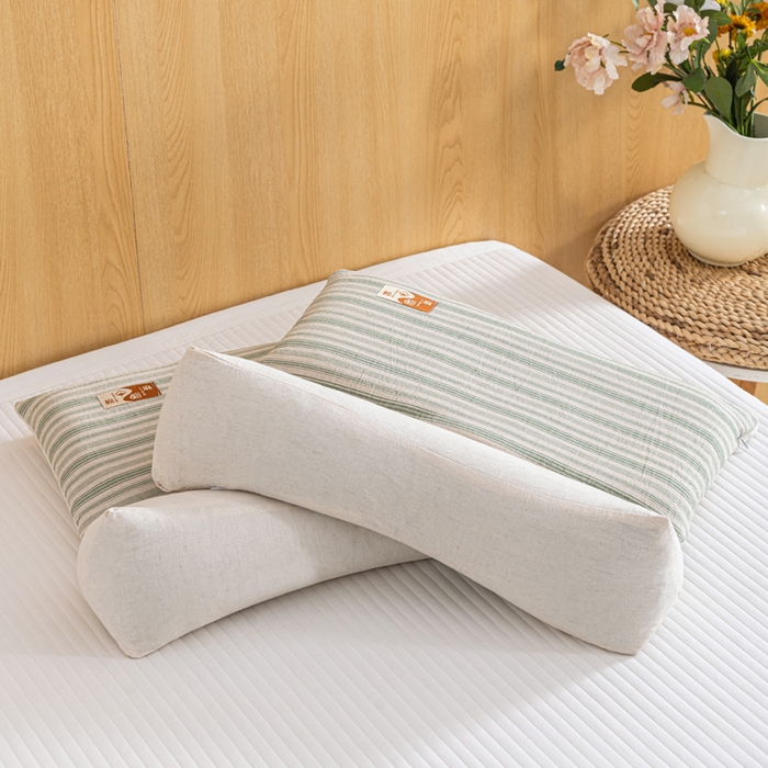 91家纺网 家纺一手货源 找家纺 织布人 2025新款荞麦枕棉麻韩式无印风元宝枕头全荞麦颈椎高枕硬枕芯 日式三角组合枕-绿条纹 组合枕-方枕：48x28cm/只 三角枕：48x16cm/只