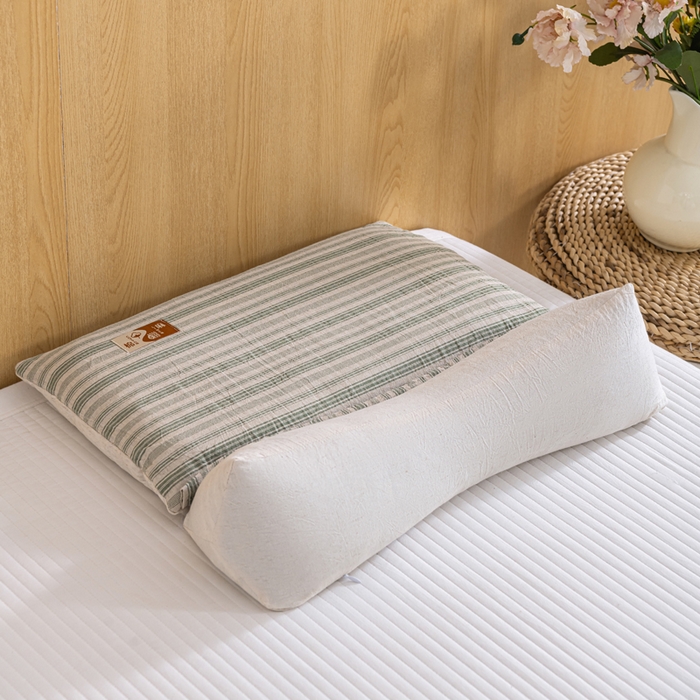 91家纺网 家纺一手货源 找家纺 织布人 2025新款荞麦枕棉麻韩式无印风元宝枕头全荞麦颈椎高枕硬枕芯 日式三角组合枕-绿条纹 组合枕-方枕：48x28cm/只 三角枕：48x16cm/只
