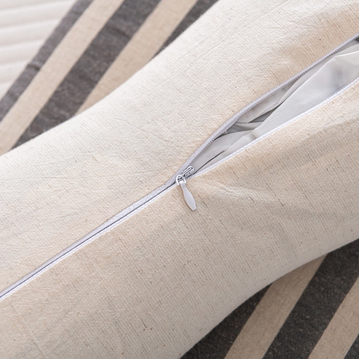 91家纺网 家纺一手货源 找家纺 织布人 2025新款荞麦枕棉麻韩式无印风元宝枕头全荞麦颈椎高枕硬枕芯 日式三角组合枕-黑白条纹 组合枕-方枕：48x28cm/只 三角枕：48x16cm/只