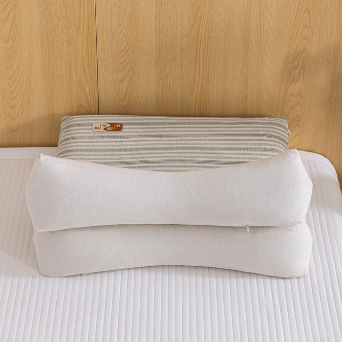 91家纺网 家纺一手货源 找家纺 织布人 2025新款荞麦枕棉麻韩式无印风元宝枕头全荞麦颈椎高枕硬枕芯 日式三角组合枕-绿条纹 组合枕-方枕：48x28cm/只 三角枕：48x16cm/只