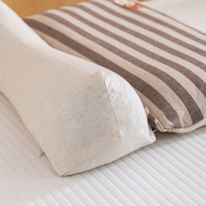 91家纺网 家纺一手货源 找家纺 织布人 2025新款荞麦枕棉麻韩式无印风元宝枕头全荞麦颈椎高枕硬枕芯 日式三角组合枕-咖白条纹 组合枕-方枕：48x28cm/只 三角枕：48x16cm/只