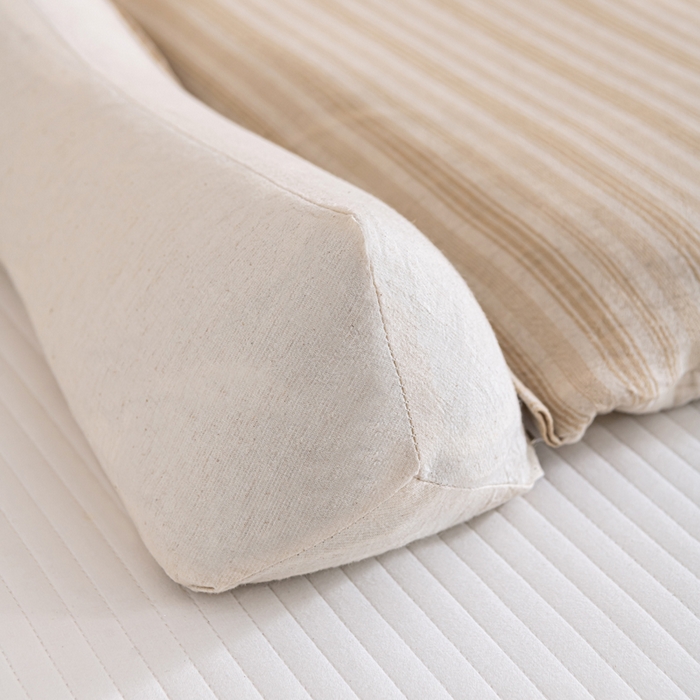 91家纺网 家纺一手货源 找家纺 织布人 2025新款荞麦枕棉麻韩式无印风元宝枕头全荞麦颈椎高枕硬枕芯 日式三角组合枕-细咖条纹 组合枕-方枕：48x28cm/只 三角枕：48x16cm/只