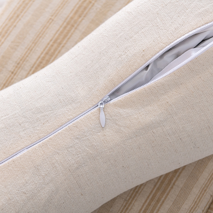 91家纺网 家纺一手货源 找家纺 织布人 2025新款荞麦枕棉麻韩式无印风元宝枕头全荞麦颈椎高枕硬枕芯 日式三角组合枕-细咖条纹 组合枕-方枕：48x28cm/只 三角枕：48x16cm/只