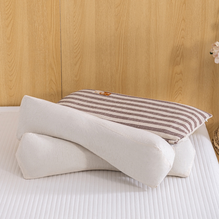 91家纺网 家纺一手货源 找家纺 织布人 2025新款荞麦枕棉麻韩式无印风元宝枕头全荞麦颈椎高枕硬枕芯 日式三角组合枕-咖白条纹 组合枕-方枕：48x28cm/只 三角枕：48x16cm/只